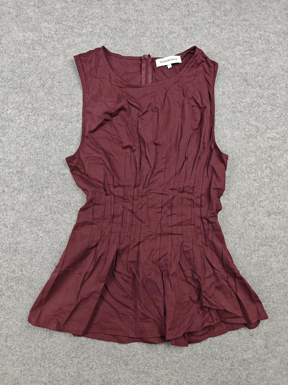 WEWOREWHAT Dress Womens 6 Red Fit & Flare Tank Dress Sleeveless Lined Zip Cotton